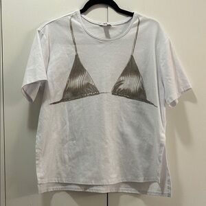 Bar III White Tee with Bikini Graphic